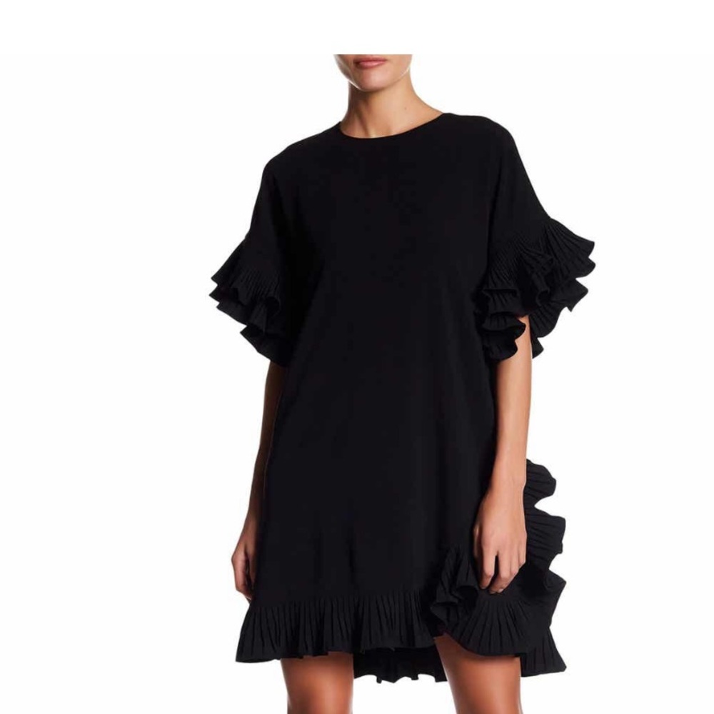 Garcia pleated ruffle trim dress